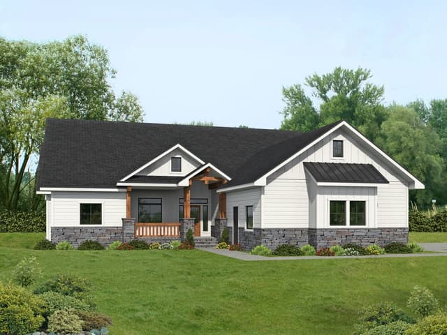 001-3853: Country Farmhouse 3 Bed, 3 Bath Luxury Home Plan, 2354 Sq Ft: Full Blueprints with License to Build by Home Plan Marketplace - Lesuto