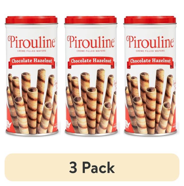 (3 pack) Pirouline Chocolate Hazelnut Creme Filled Wafer Cookies, 3.5oz Tin. Holiday Gifts.