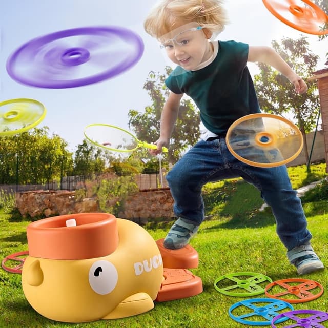 ANTIC DUCK Outdoor Games Toys for Kids Ages 3-6 4-8, Flying Disc Launcher Outside Toys Yard Sports Games Gifts for 3 4 5 6 7 8 Year Old Boys Kids