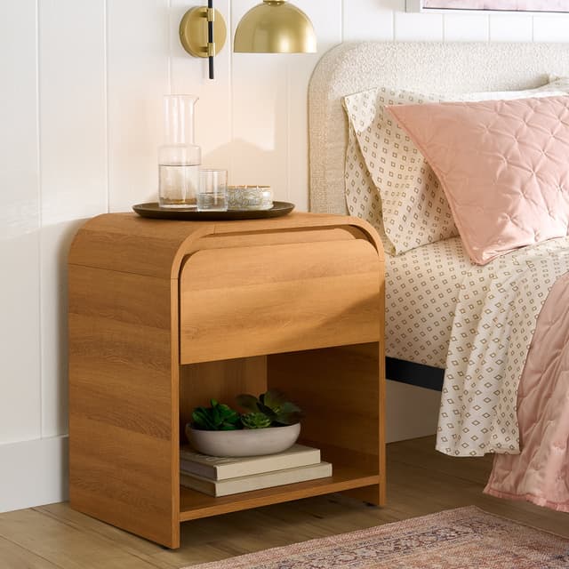 Better Homes & Gardens Juliet Nightstand with USB, Light Honey Finish
