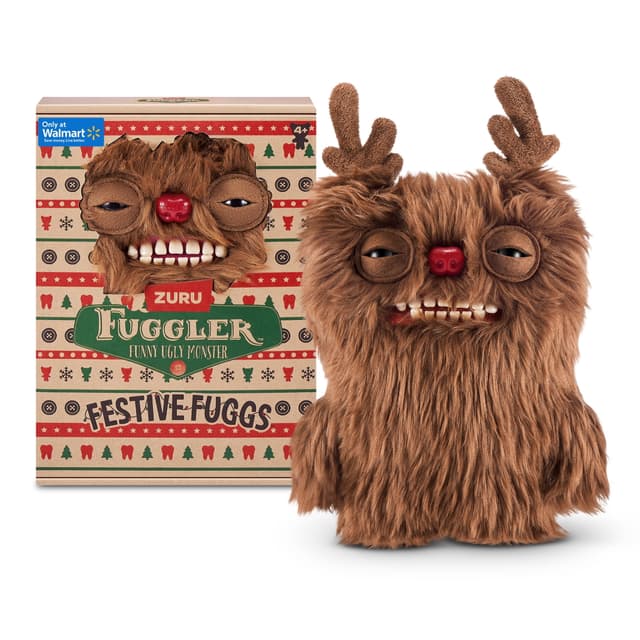 Fuggler Festive Fuggs 9 inch (Reindeer) Soft Plush, Ugly Monster Stuffed Animal Toy by ZURU