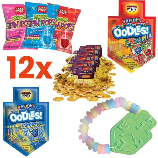 Hanukkah Candy Gifts Variety Pack Bulk Kosher Sweet Driedel Filled Treats for Kids Chanukkah Hard Candy Gift Party Favors