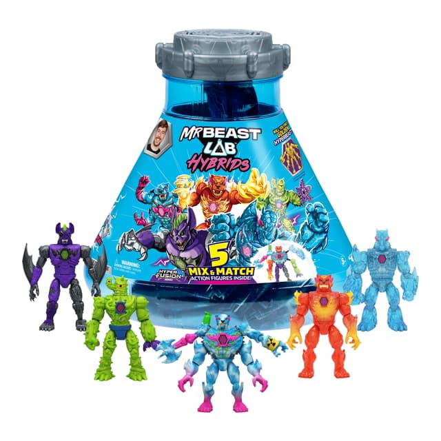MrBeast Lab Hybrids Mega Pack, Reveal Different Hybrid Parts To Create 5 Mix & Match Action Figures, Collect 30+ Beasts, Ages 6+