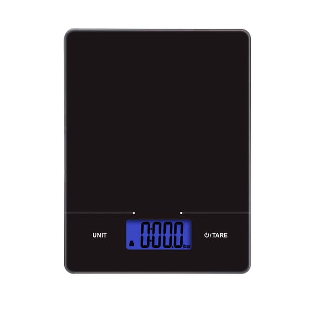 Mainstays Tempered Glass Slimline Digital Scale with Blue Backlit, Black