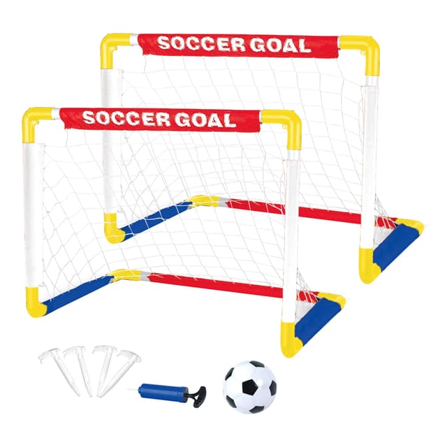 Play Day Foldable Soccer Set (2 Folding Goals, Ball, Inflating Pump, & 4 Stakes) Children Ages 3+