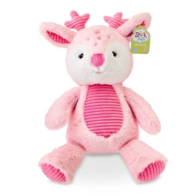 Spark.Create.Imagine. Holiday Plush Reindeer Baby Toy, Pink, Infant