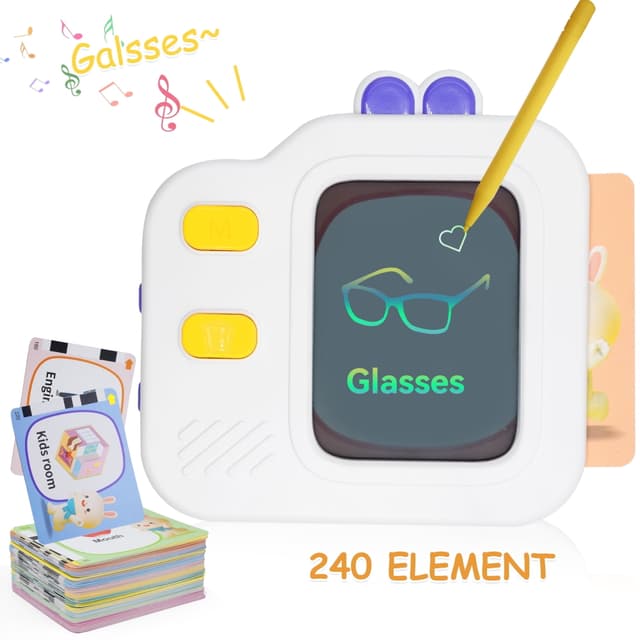 SaveJoy 240 Words Talking Flash Cards Learning Toys for Kids,2-in-1 Talking Flash Cards with LCD Writing Tablet,Educational Toddler Activities Toy