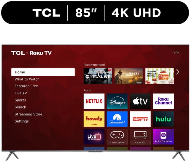 TCL 85" Class S4 4K UHD HDR Smart TV with Roku TV (NEW 2025) - 85S41CR