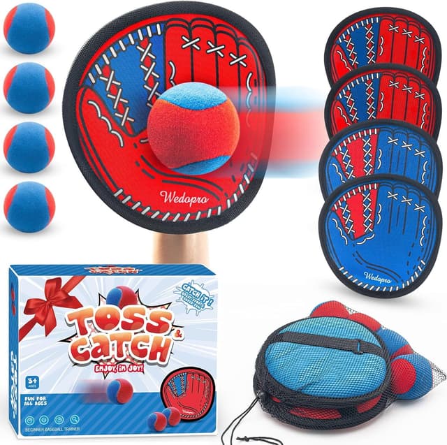 Toss and Catch Ball Game Set, Kids Outdoor Play Toys Beach Pool Yard Outside, Sticky Baseball Training Glove for Toddlers Ages 4, 5, 6, 7, 8-12 Years Old