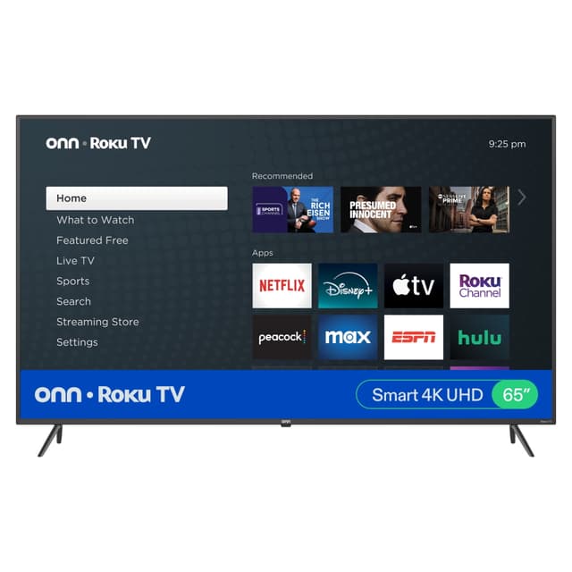 onn 65 Class 4K UHD Roku Smart Television, 100012587